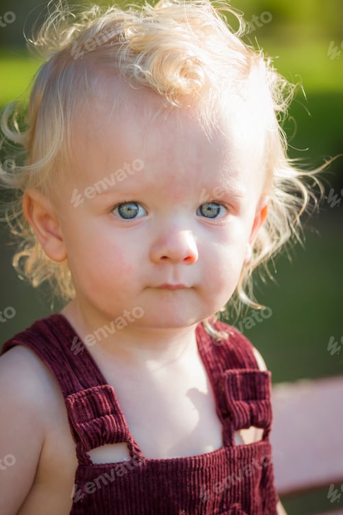 Preview: Cute Young Boy Portrait Outside At The Park.