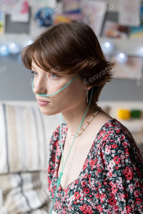 Preview: Young woman having a serious disease