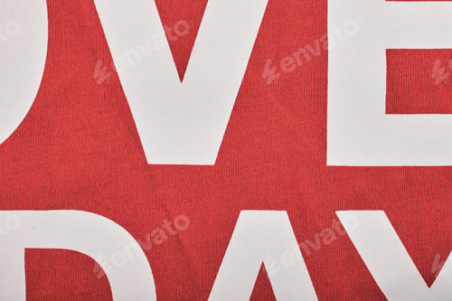 Preview: Cotton Knitted Fabric. Texture Of A Red Fabric With A White Print.