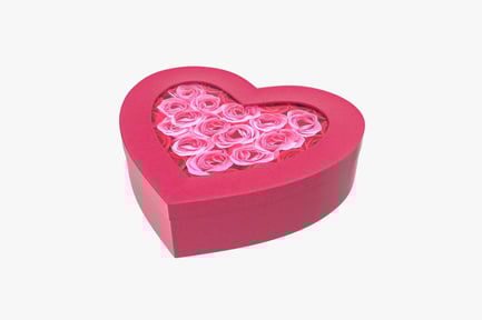 Preview: Heart-shaped box with pink roses
