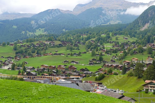 Preview: View of Grindelwald village in Switzerland.