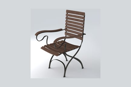 Preview: Wooden slat chair with metal frame and adjustable arms