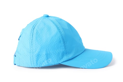 Preview: One light blue baseball cap isolated on white. Mockup for design