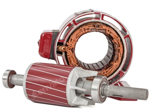 Preview: Rotor and stator of electric motor, isolated on white background