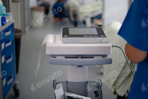 Preview: Ecg machine monitoring heart activity in hospital