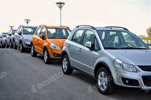 Preview: Orange colored car in the gray car line. Concept as a highlight with a different color.