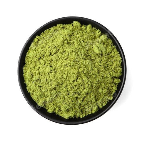 Preview: Superfood product. Pumpkin seeds powder in bowl isolated on white, top view