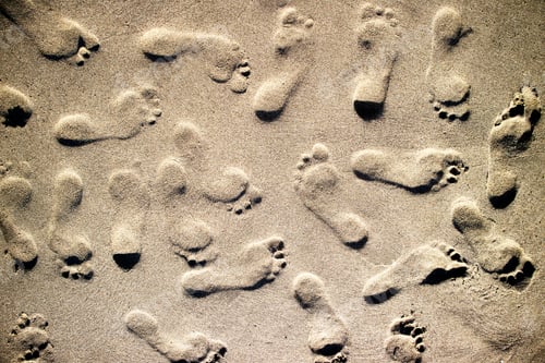 Preview: Photographic documentation human footprints in the sand