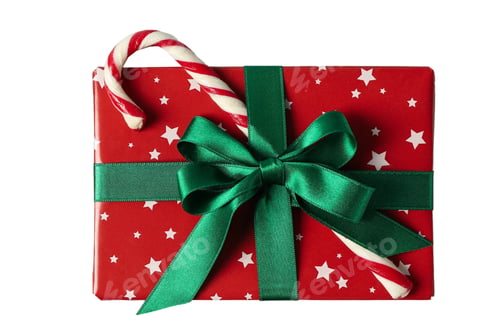 Vorschau: # 6527 Rote Weihnachtsgeschenkbox mit Zuckerstange isoliert auf transparentem Hintergrund