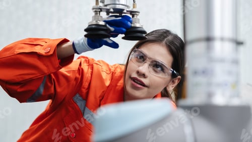 Preview: Student engineer assembles a robotic arm in a technology workshop.