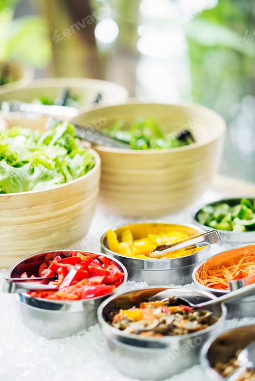 Preview: salad bar buffet fresh mixed vegetables display