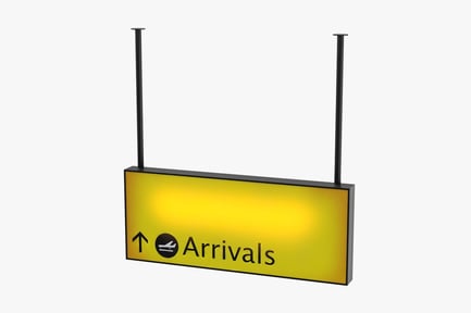 Preview: Illuminated Airport Arrivals Sign with Directional Arrow