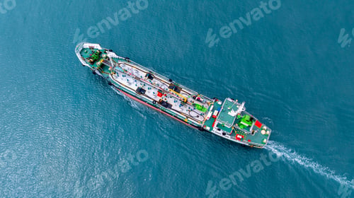Preview: Aerial view oil and gas tanker ship freight shipping oil and gas, Global business freight shipping