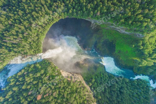 Preview: Drone view of Helmcken Falls in the Wells Gray National Park, British Columbia, Canada