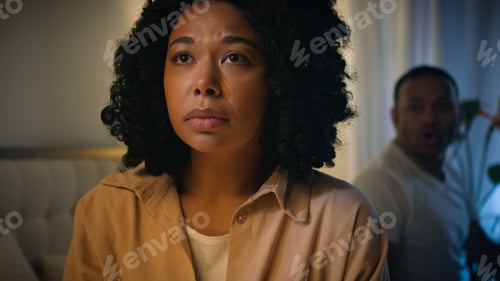 Preview: Suffering upset sad depressed anxious frustrated domestic violence victim African American woman