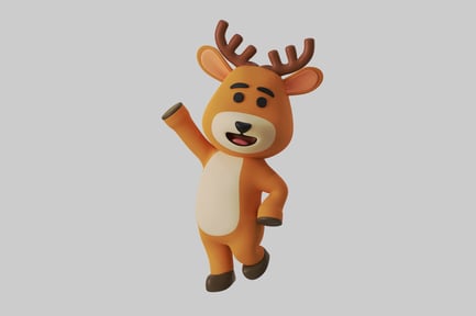 Preview: Cartoon reindeer waving hello