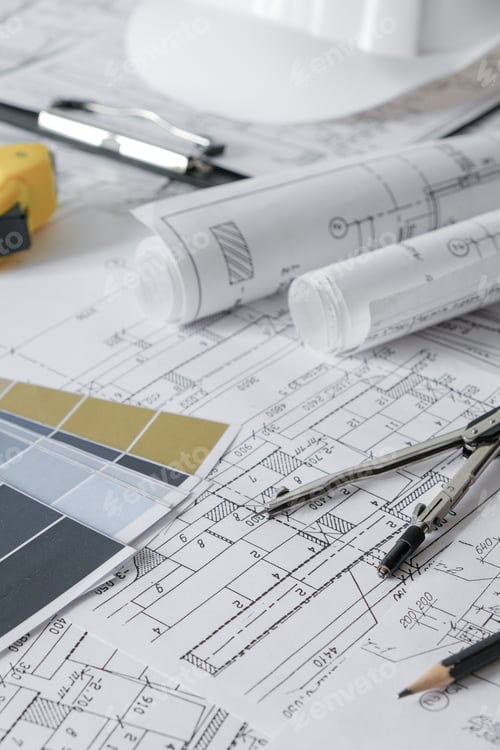 Preview: Architects concept,eco project house,Retrofit movement,engineer architect designer working drawing s