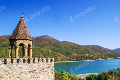 Preview: Autumn view of the church and Ananuri fortress located near the Georgian Military Road, Georgia