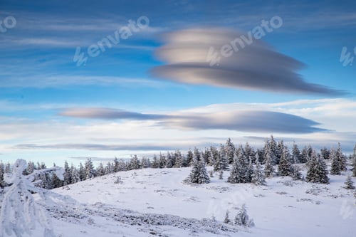 Preview: beautiful snow covered mountain landscape in winter
