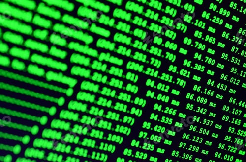 Macro shot of the command line on the monitor of the office computer