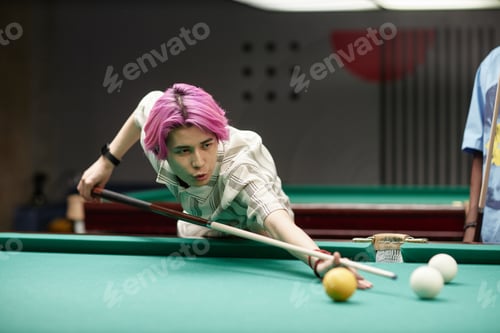 Preview: Concentrating on Making a Precision Shot in Pool Hall