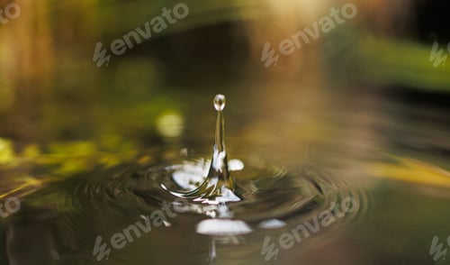 Preview: Wet texture of a waterdrop dropping on a water surface