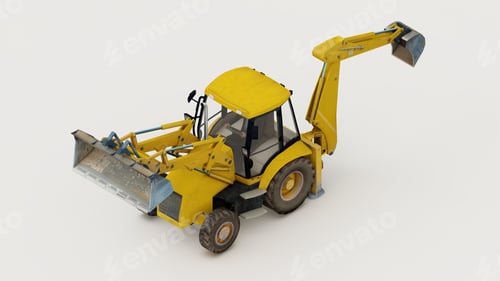 Preview: Closeup shot of an excavator on the white background