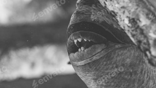 Preview: black and white macro photo of a trigger fish
