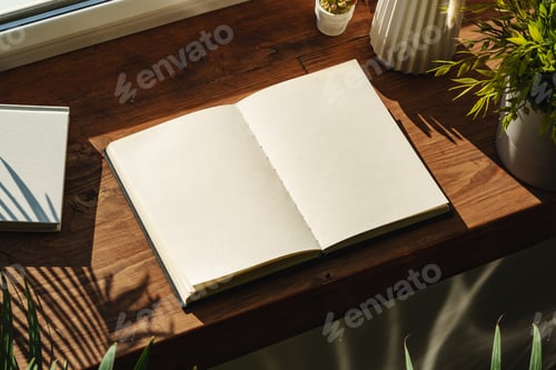 Preview: Books by the window on wooden windowsill in sunlight