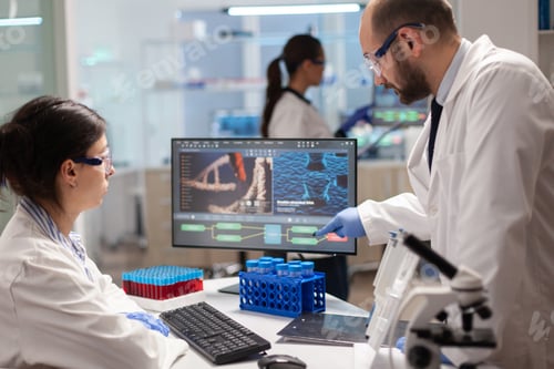 Preview: Team of microbiology scientists discussing about vaccine development