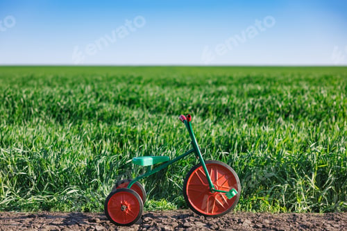 Preview: Vintage bike in spring green field