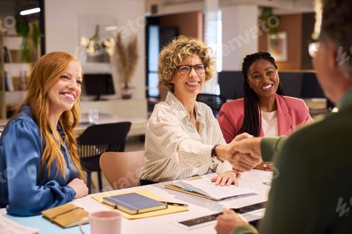 Preview: Successful business handshake at creative office