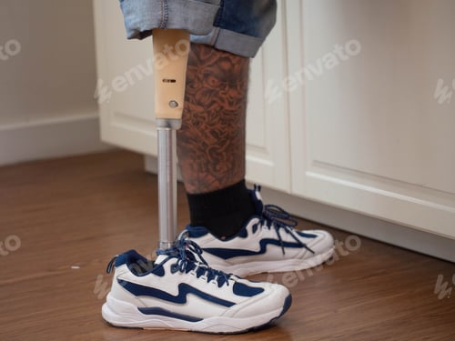 Preview: leg foot boot body part human person tattoo disability standing prosthesis prothetic man sport artif