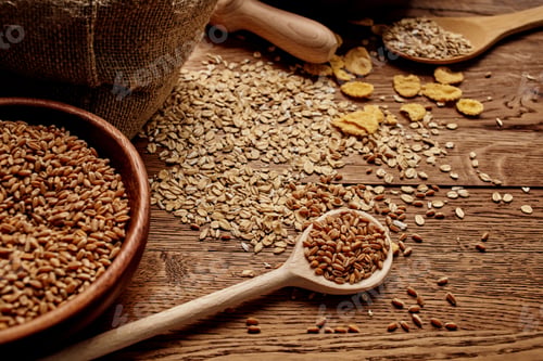 Preview: wooden kitchen items food muesli natural ingredients