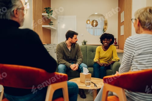 Preview: African american woman psychologist on a group therapy session