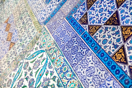 Preview: Ancient Ottoman handmade turkish tiles with floral patterns