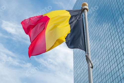 Preview: flag of the country of belgium flying against the sky