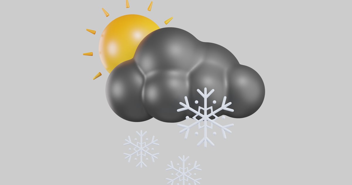 Winter weather: sun, cloud, and snow 3D, Incl. climate & cold - Envato