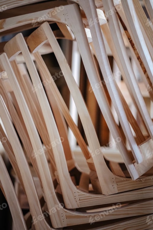 Preview: Vertical shot of wooden chair manufactory