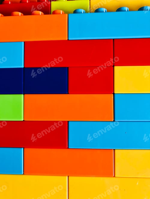 Preview: Colorful legos bricks stacked together.