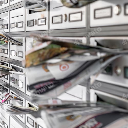 Preview: Mailboxes filled of leaflets