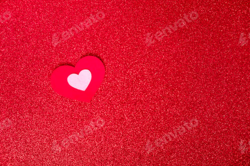 Preview: heart on a red background for a greeting card or banner for Valentine's Day copy space
