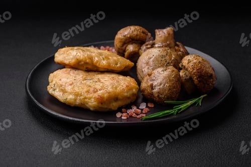 Preview: Delicious fried chopped fillet pancakes with spices, salt and herbs