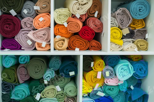 Preview: Drapery. Textile store. Fabric rolls