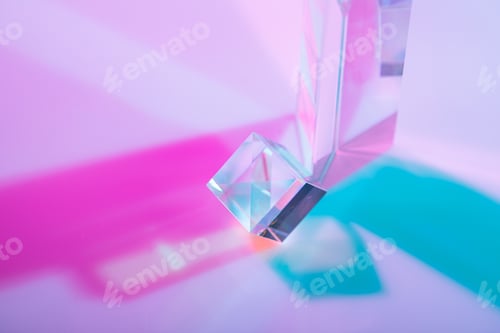 Preview: Glass crystal prism. Multicolor light effect