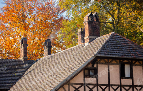 Preview: roof of old timber-framed house in 19s century style in a village of Lower Silesia, Poland