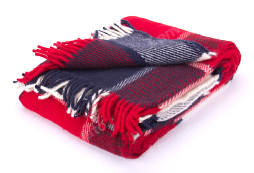 Preview: Soft and warm folded wool plaid with fringe