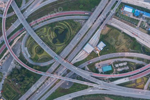 Preview: Road roundabout with car lots highway in Bangkok,Thailand. street large beautiful downtown