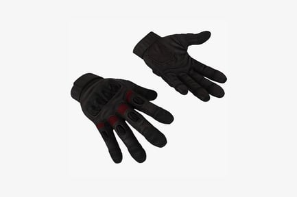 Preview: Black gloves with red accents and textured surface