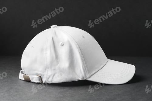 Preview: White Baseball Cap on Black Background